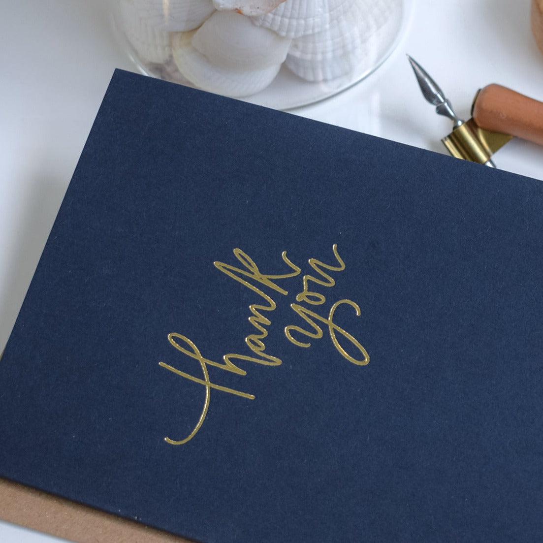 Gold Lettering Thank You Card