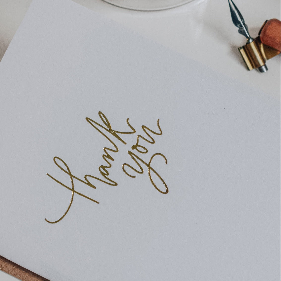 Gold Lettering Thank You Card