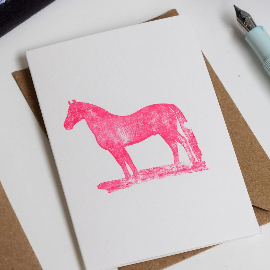 Fluoro Pink Horse Birthday Card