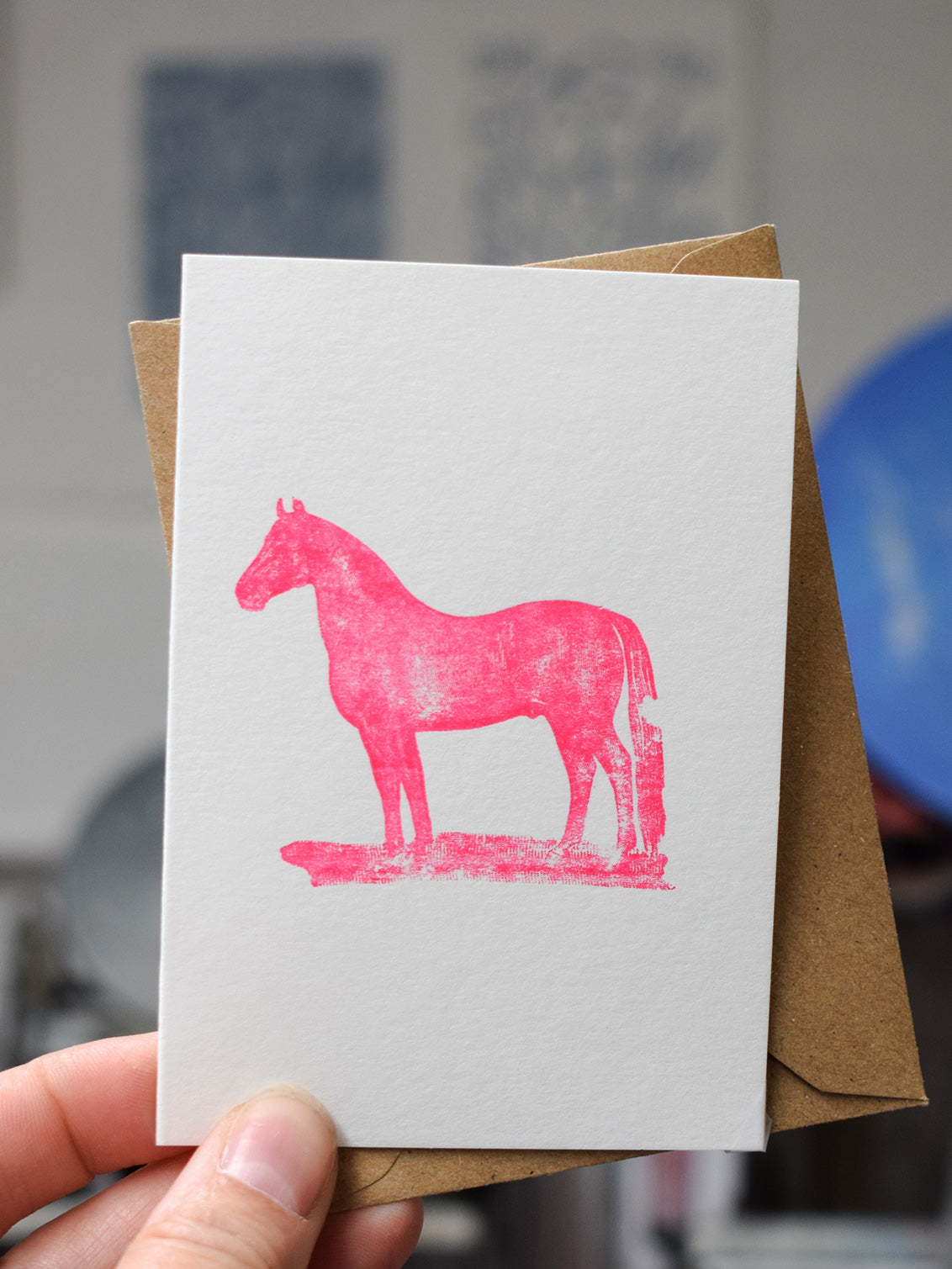 Fluoro Pink Horse Birthday Card