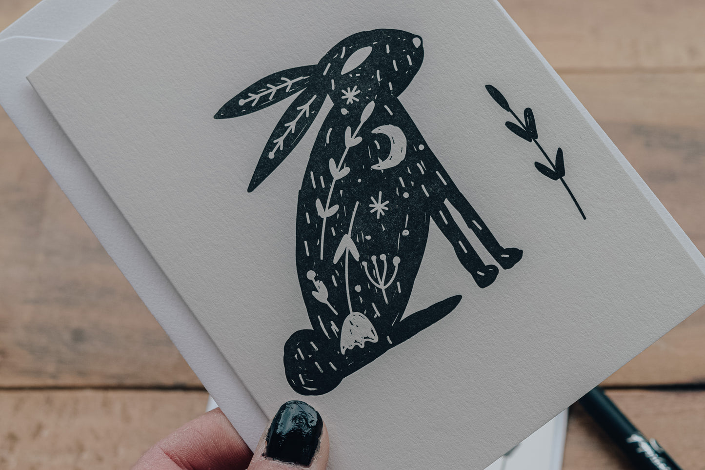 Folk Rabbit Letterpress Card