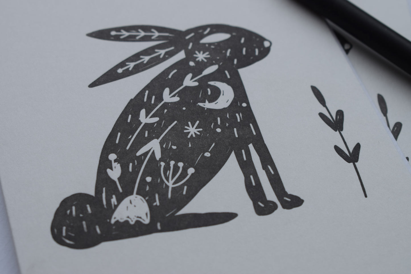 Folk Rabbit Letterpress Card